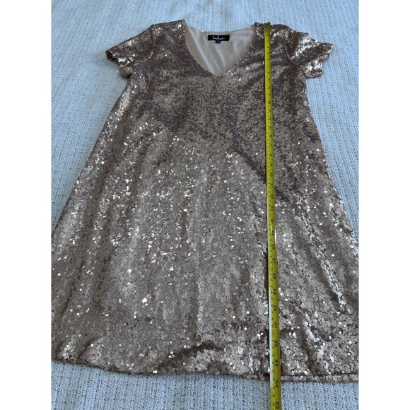 Lulus Light Up The Night Pink Champagne Sequin Shift Dress Sz Small Cocktail - Picture 4 of 7
